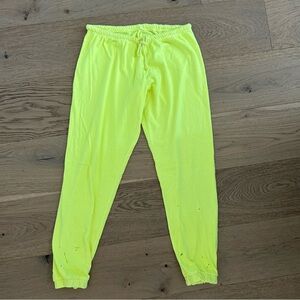 Chaser Lime Distressed Sweatpants Cropped